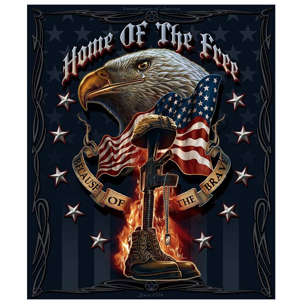 home of the free because of the brave screen print