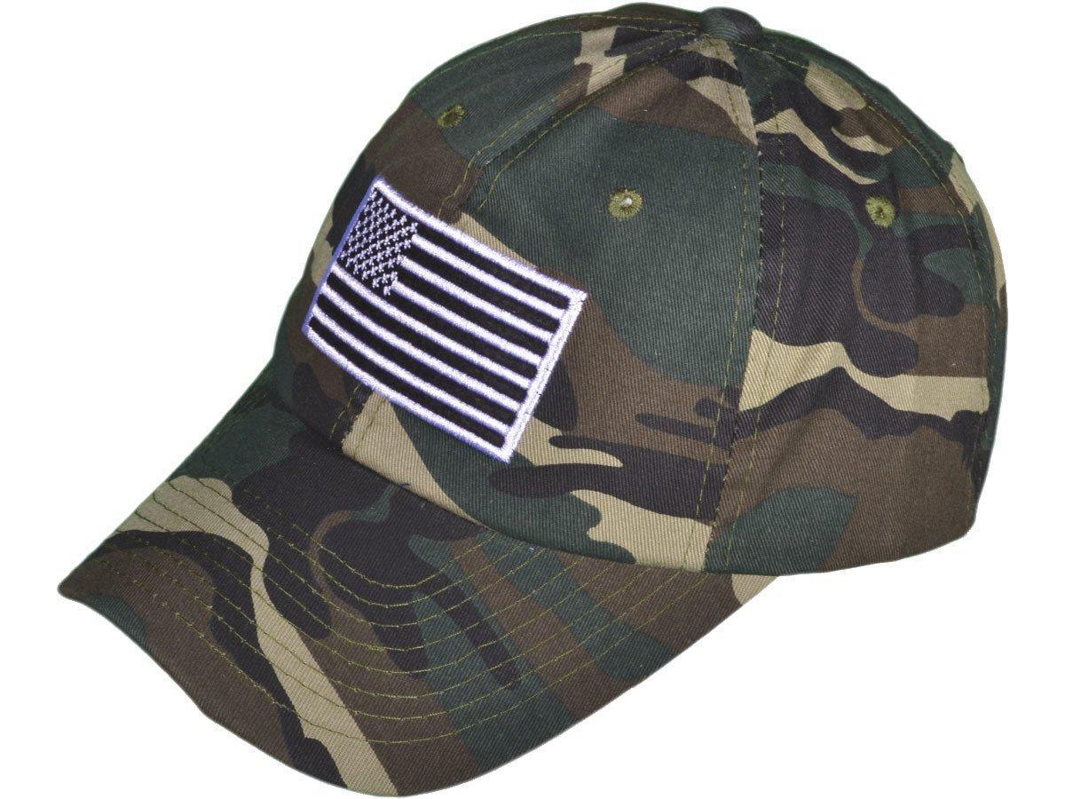 Patriotic USA Flag Embroidered Hat (Black and Green Camo) – Military ...