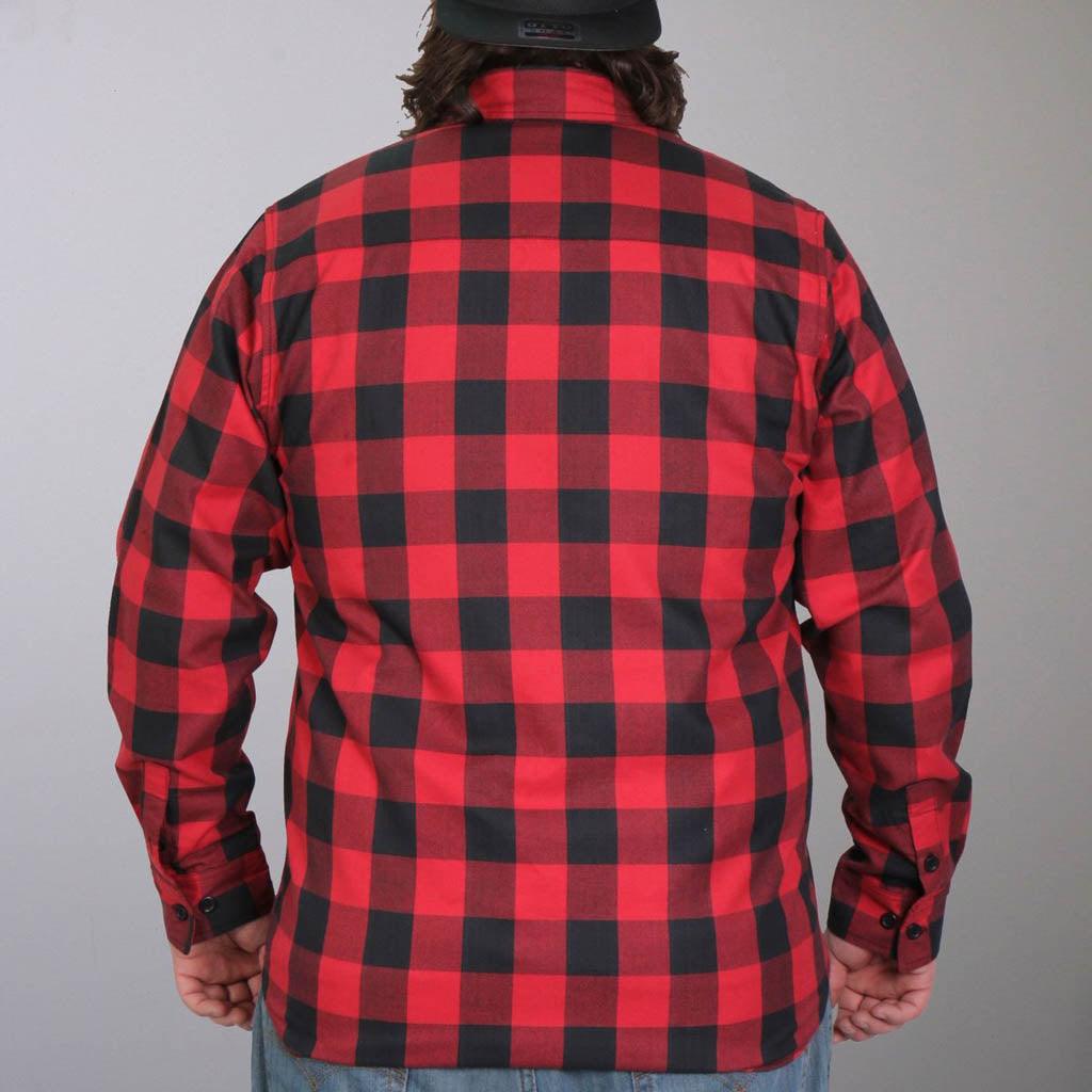 red and black flannel button up shirt