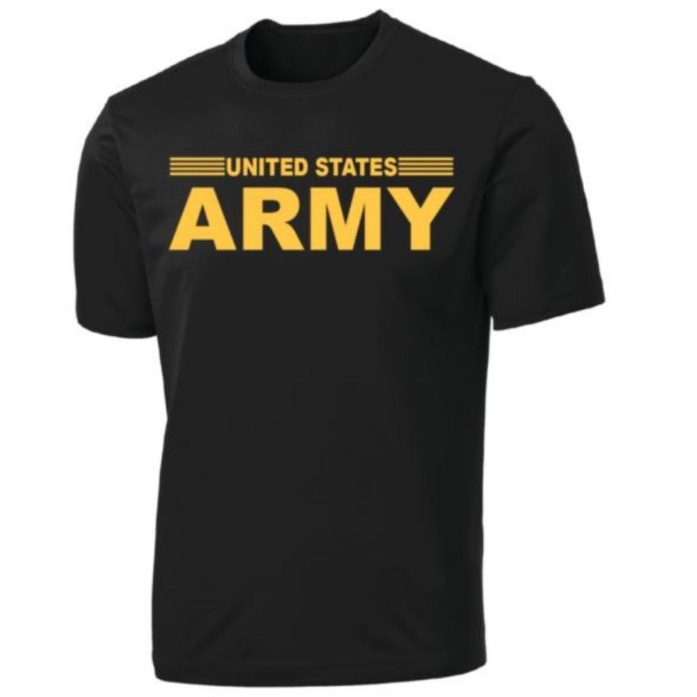 United States Army Stripe Full Front on Black Performance T-Shirt ...