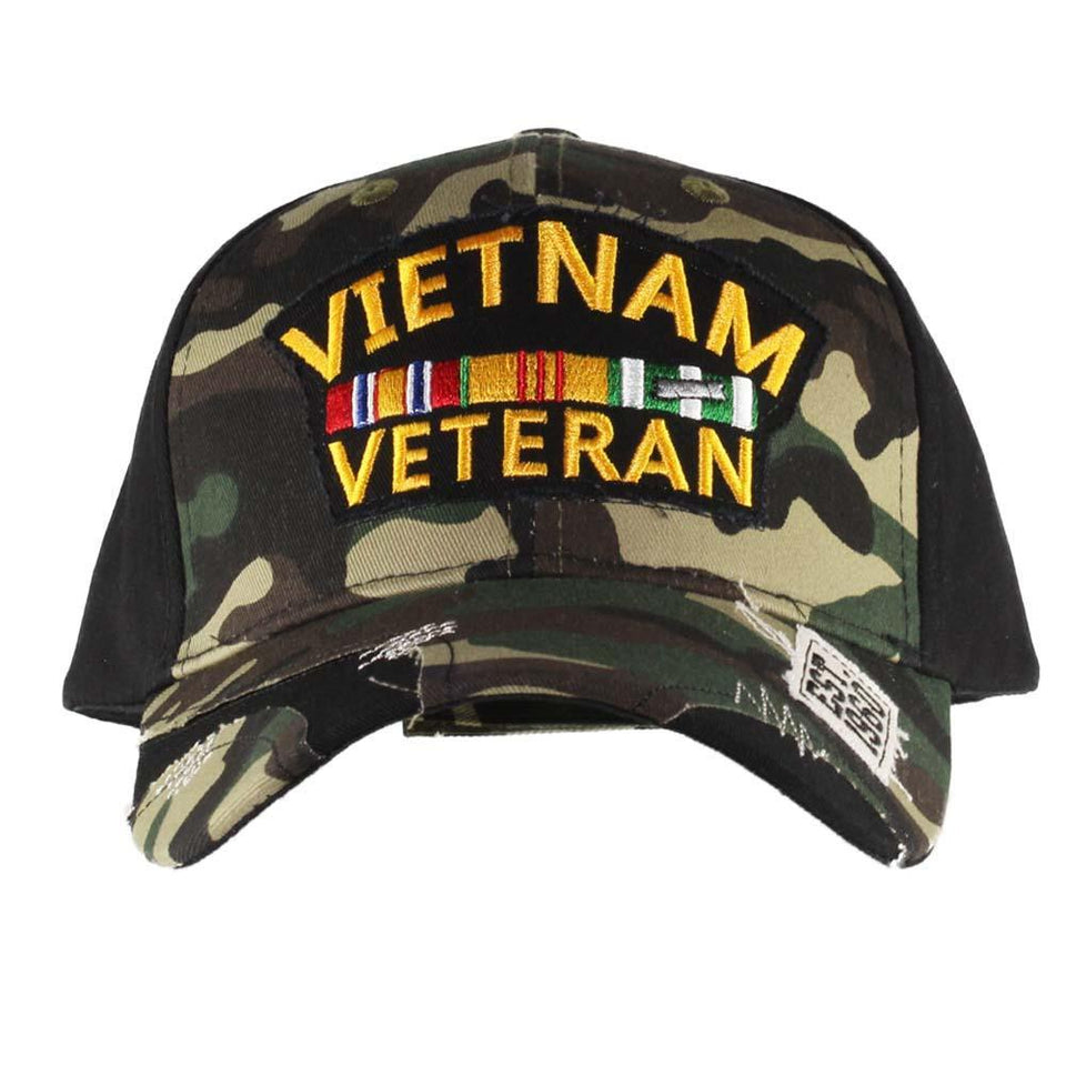 Download United States Vietnam Veteran Camo & Black Distressed Cap ...