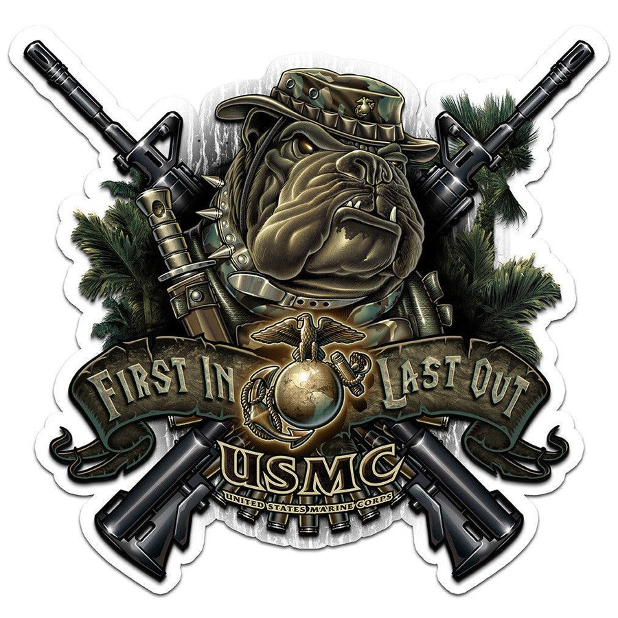 USMC Devil Dog First In Last Out Decal – Military Republic