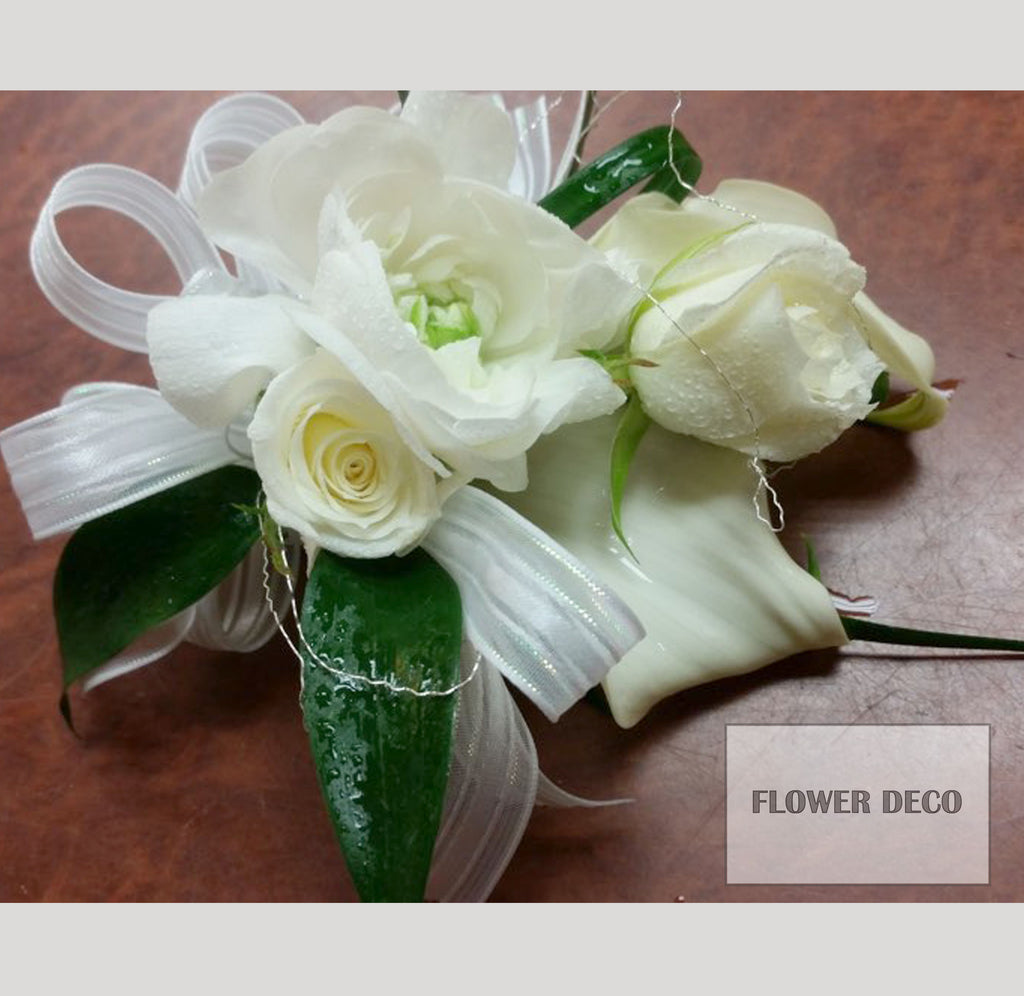 white flower corsage