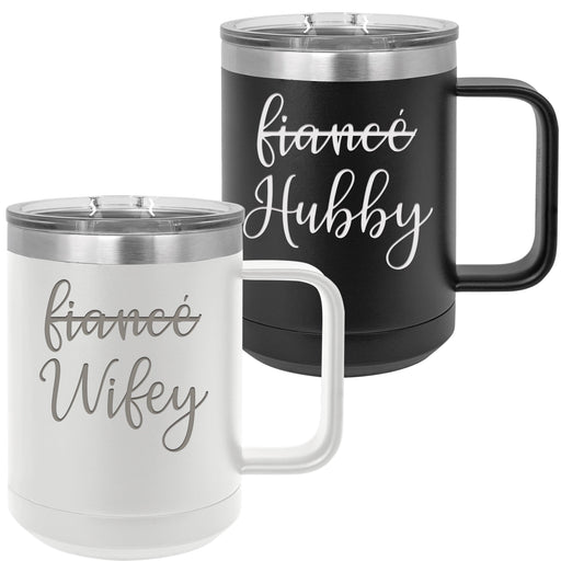 His & Hers Coffee Mug Set for Wedding, Anniversary 15 ounce w/ lid —  Griffco Supply