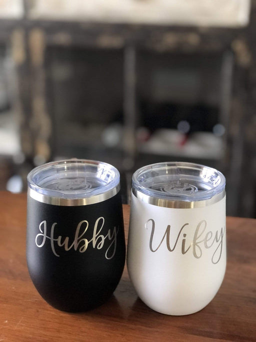 Mr. & Mrs. - Insulated Stainless Steel Stemless Wine Glass Set