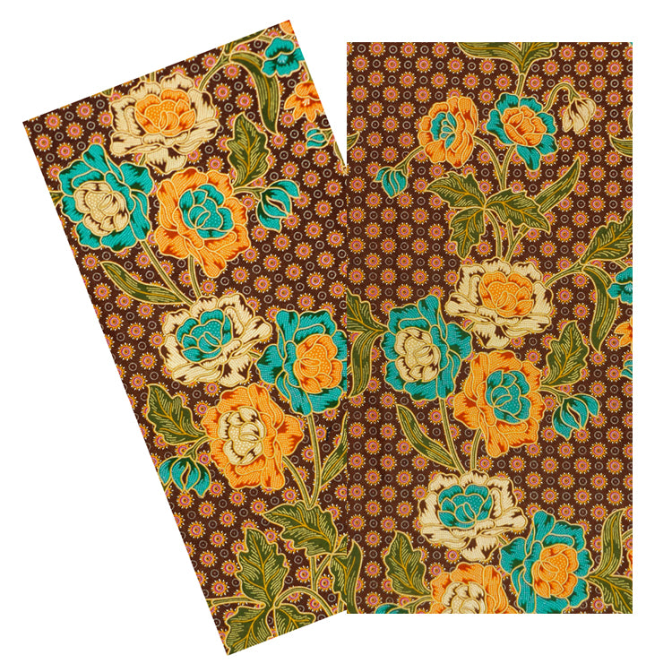 RASPBERRY BROWN  FLORAL  BATIK  NAPKIN SET 