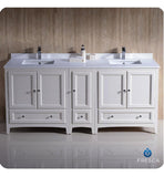 Fresca Oxford 72" Antique White Traditional Double Sink Bathroom Cabinets