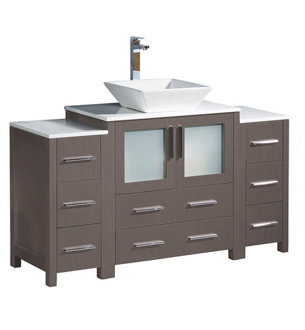 Fresca Torino 54 Gray Oak Modern Bathroom Cabinets W Top Vessel Sink