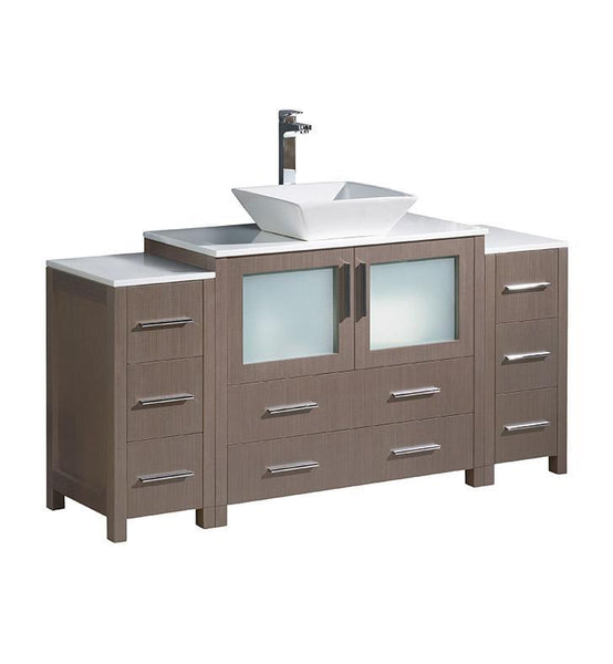 Fresca Torino 60 Gray Oak Modern Bathroom Cabinets W Top Vessel Sink