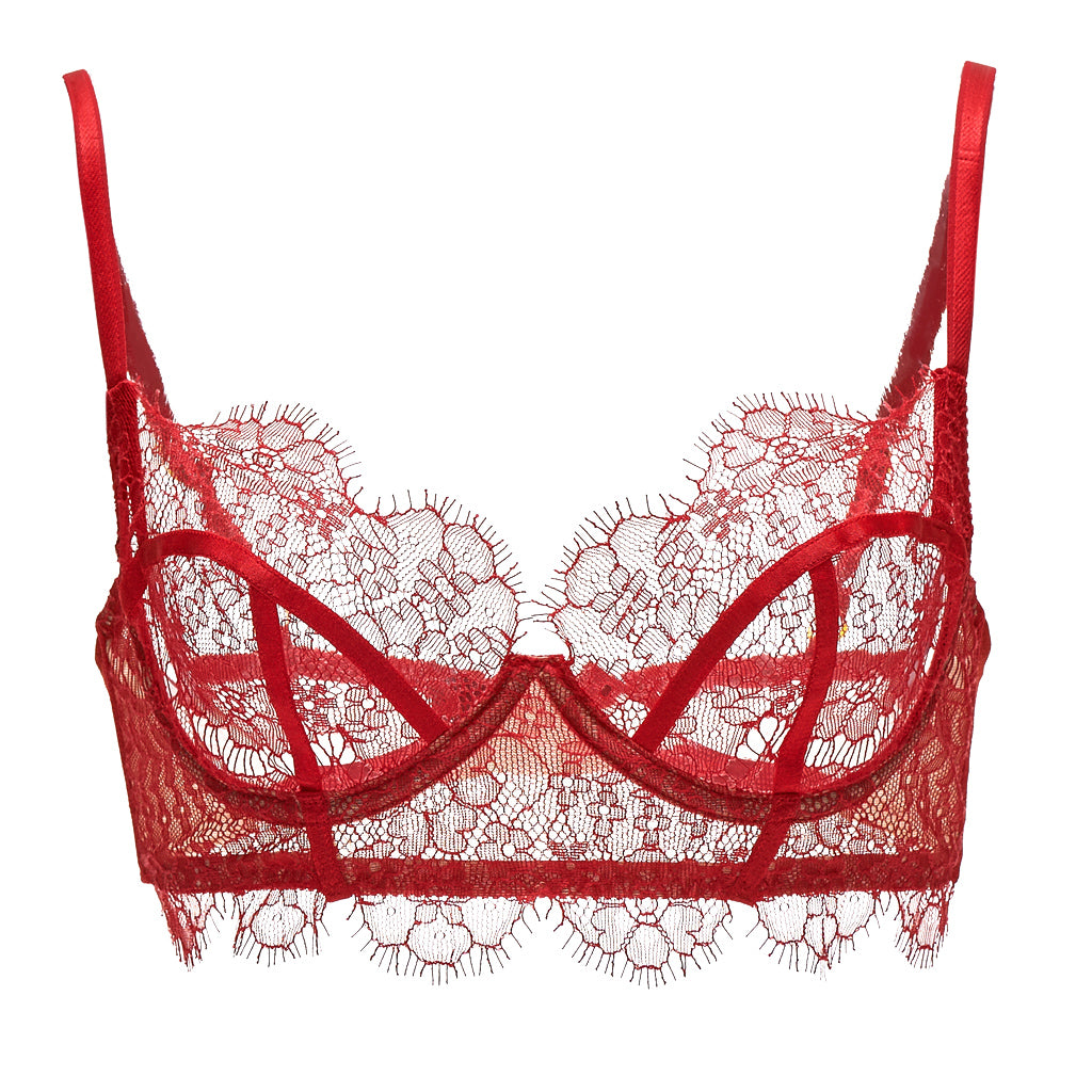 SEDUCTION | Non-Padded Lace Balconette Bra - Red – AKIKO OGAWA. Lingerie