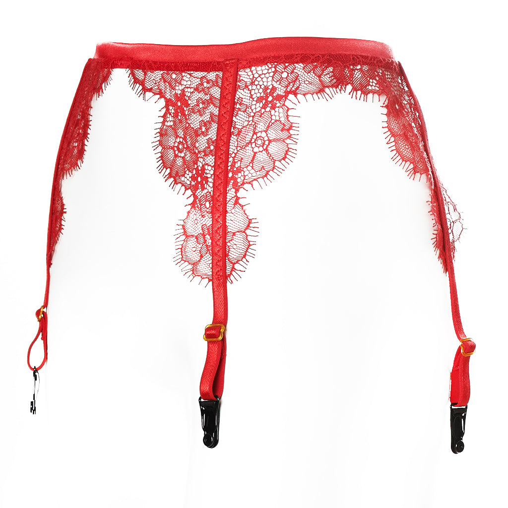 Seduction Lace Garter Belt Red – Akiko Ogawa Lingerie