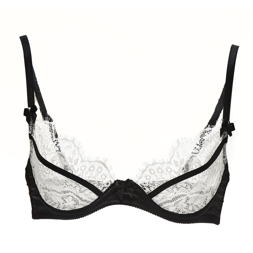 BLACK & WHITE | Non-Padded Lace 3/4 cup Bra - White/Black – AKIKO OGAWA ...