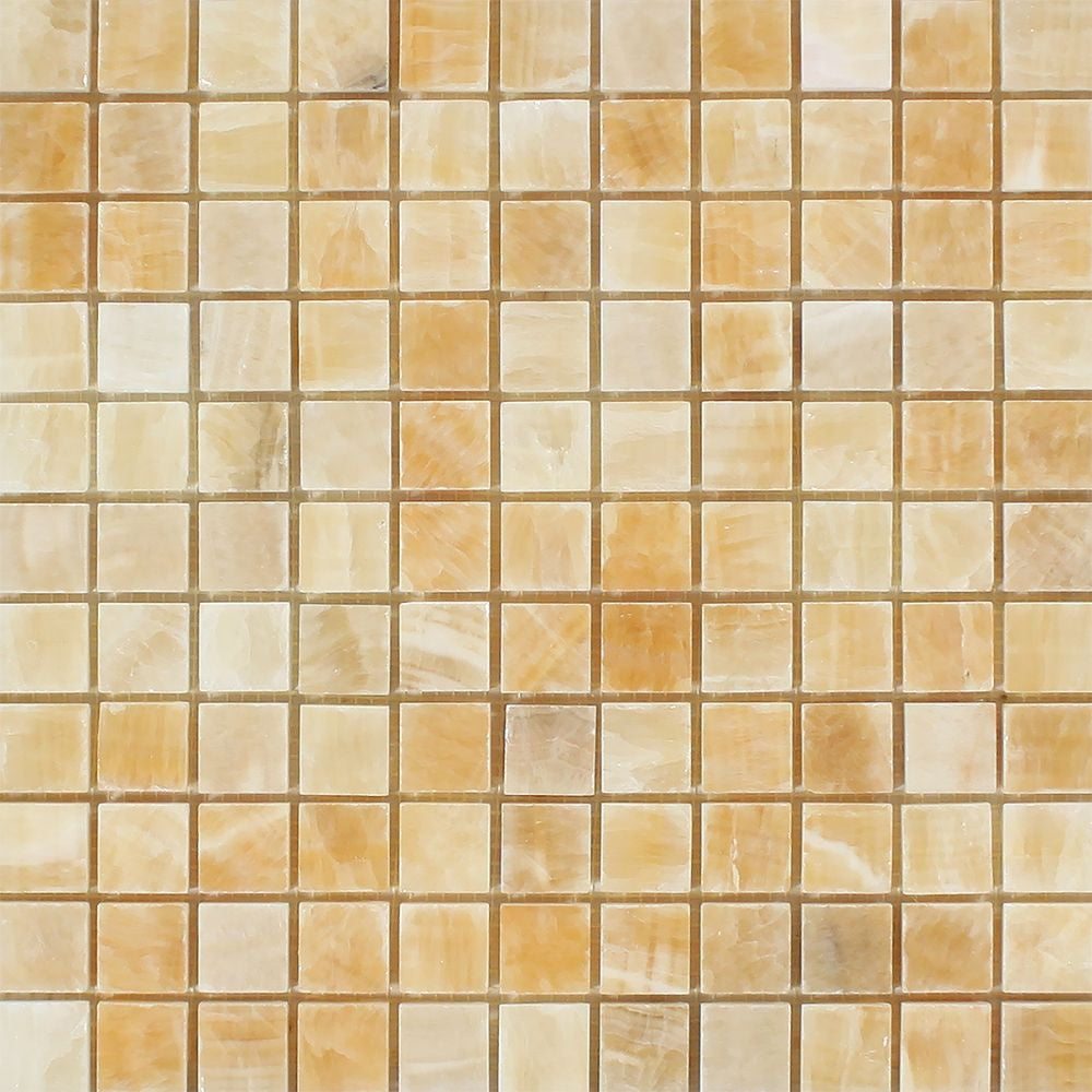 1 x 1 Polished Honey Onyx Mosaic Tile  Tilephile