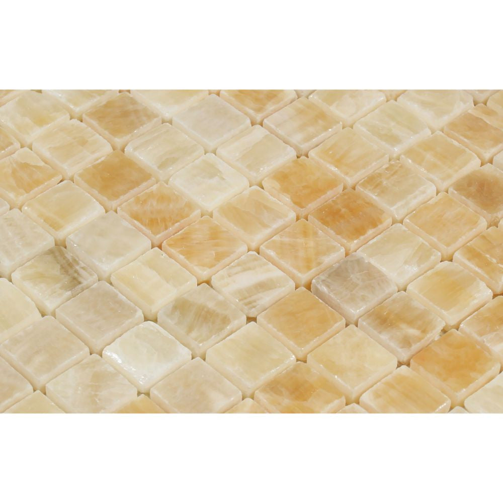 1 x 1 Polished Honey Onyx Mosaic Tile  Tilephile