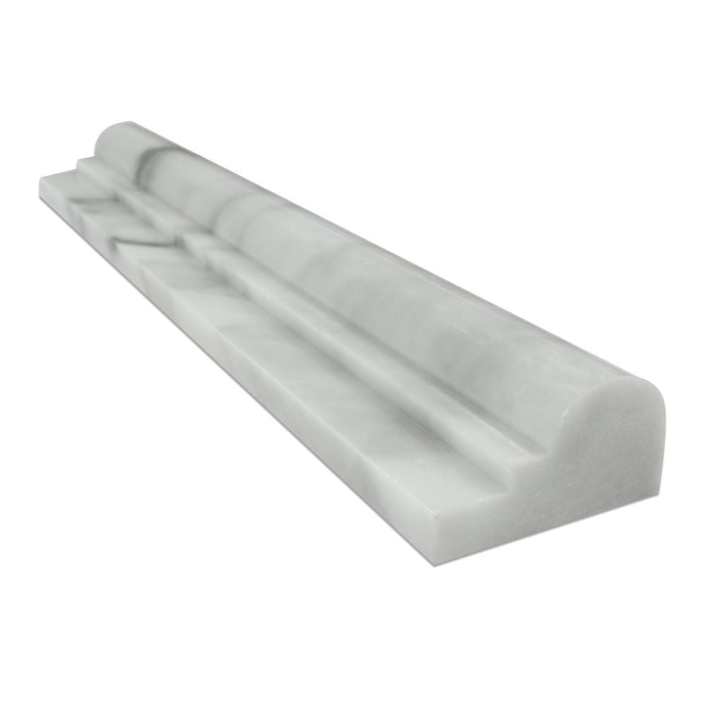 2 X 12 Polished Bianco Mare Marble Single Step Chair Rail Trim