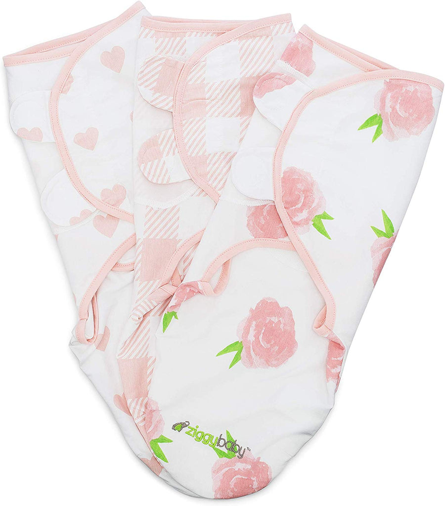 Baby Swaddle Blanket Wrap Set 3 Pack Pink Peony