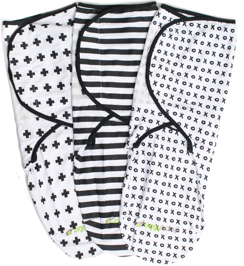 Swaddle Blanket Adjustable Infant Baby Wrap Set 3 Pack Soft Cotton Bla Ziggy Baby