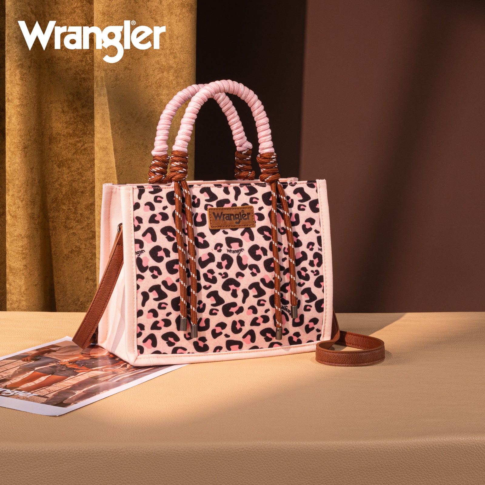 WG206-8122 Wrangler Leopard Print Tote/Crossbody - Pink (Online Only)