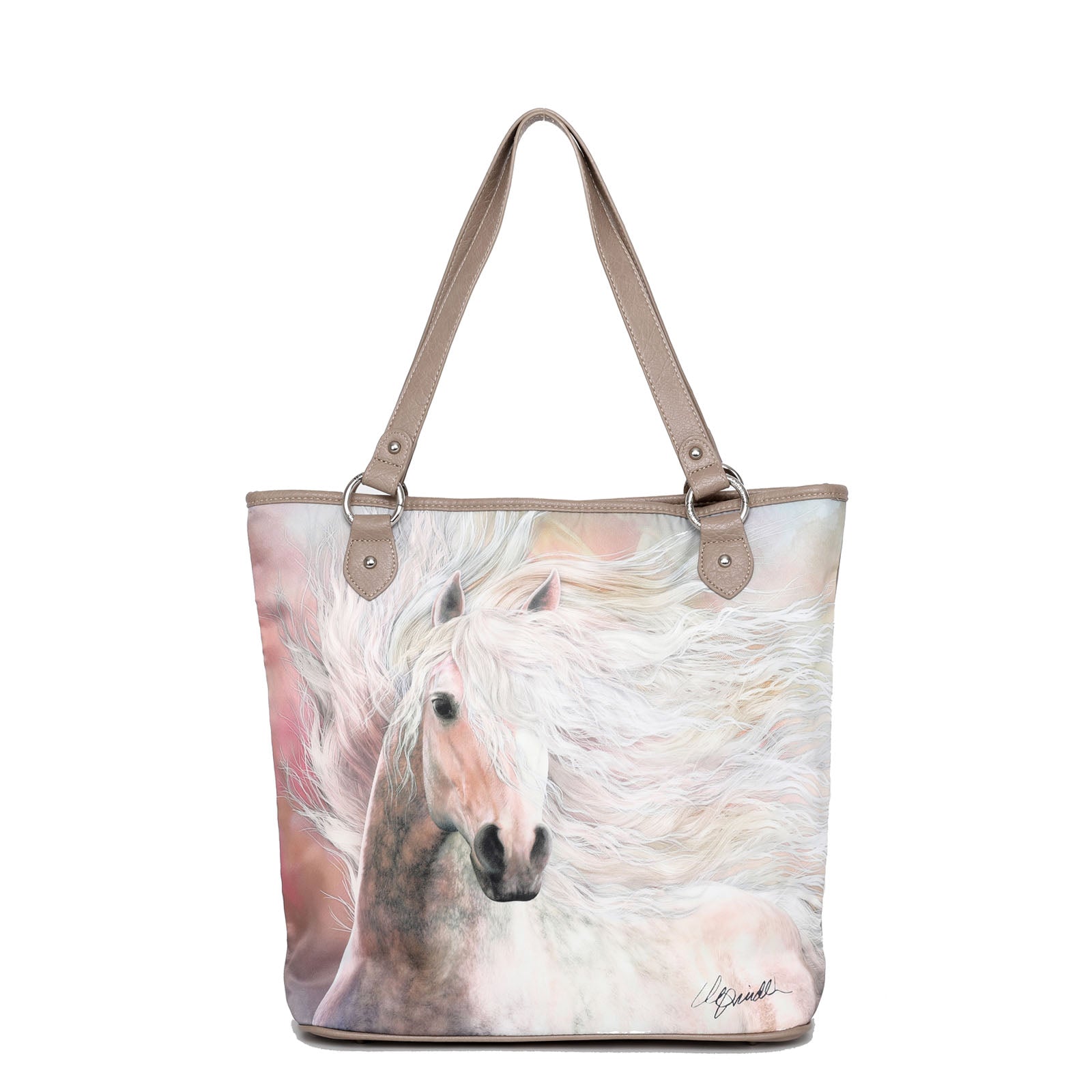 Patriotic Cowboy on Rodeo Horse Tote Bag by A Macarthur Gurmankin