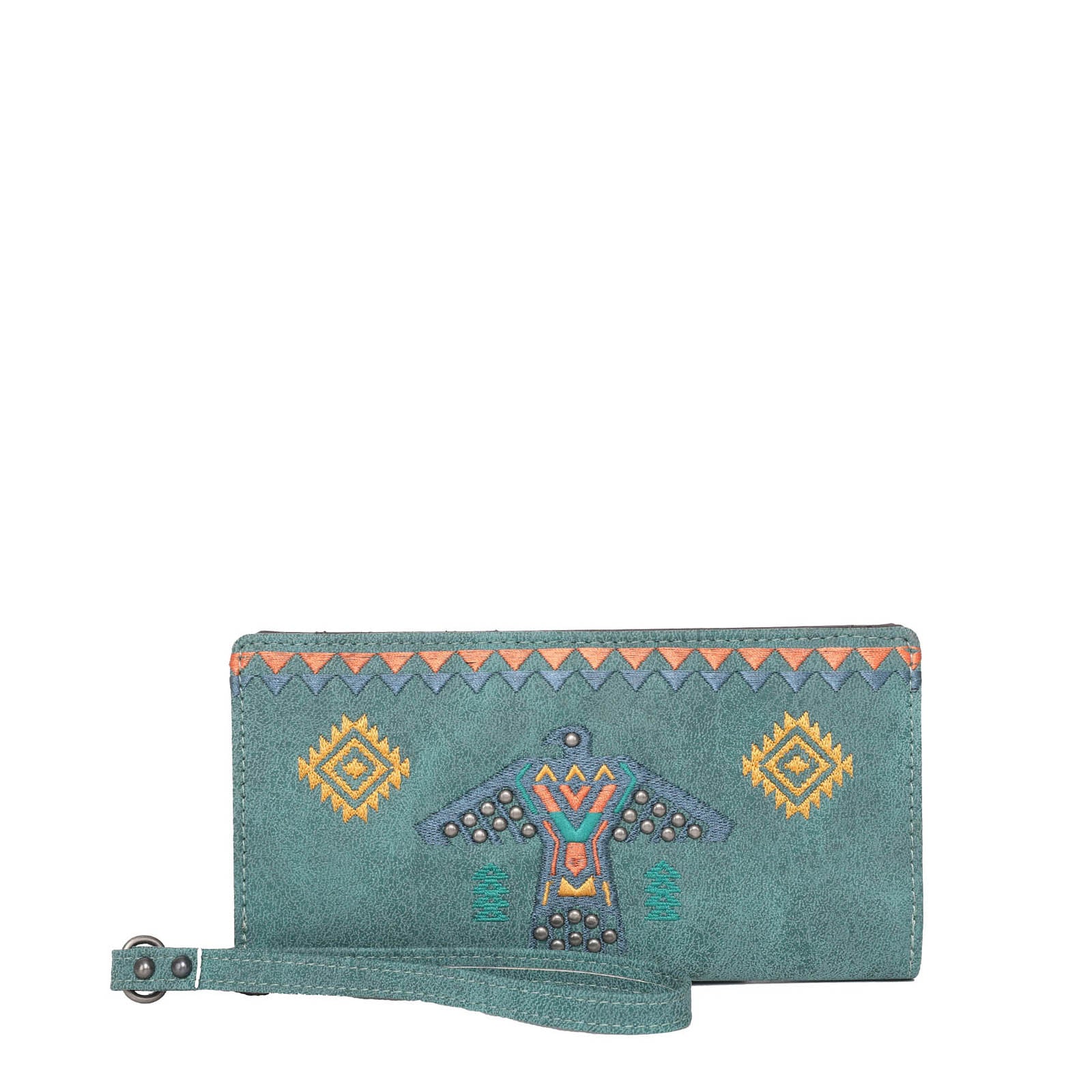 WG36-W039 Wrangler Embroidered Aztec Eagle Fringe Collection Wallet ...