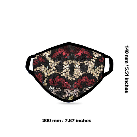 FCM-B106  American Bling Sequin Bling Pattern Print Fabric Mask Double Layer 1Pcs Set