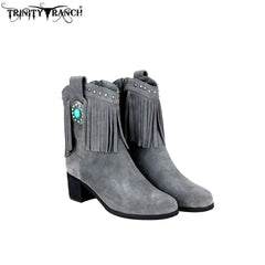 LBT-002  Trinity Ranch Western Leather Suede Booties Fringe Collection
