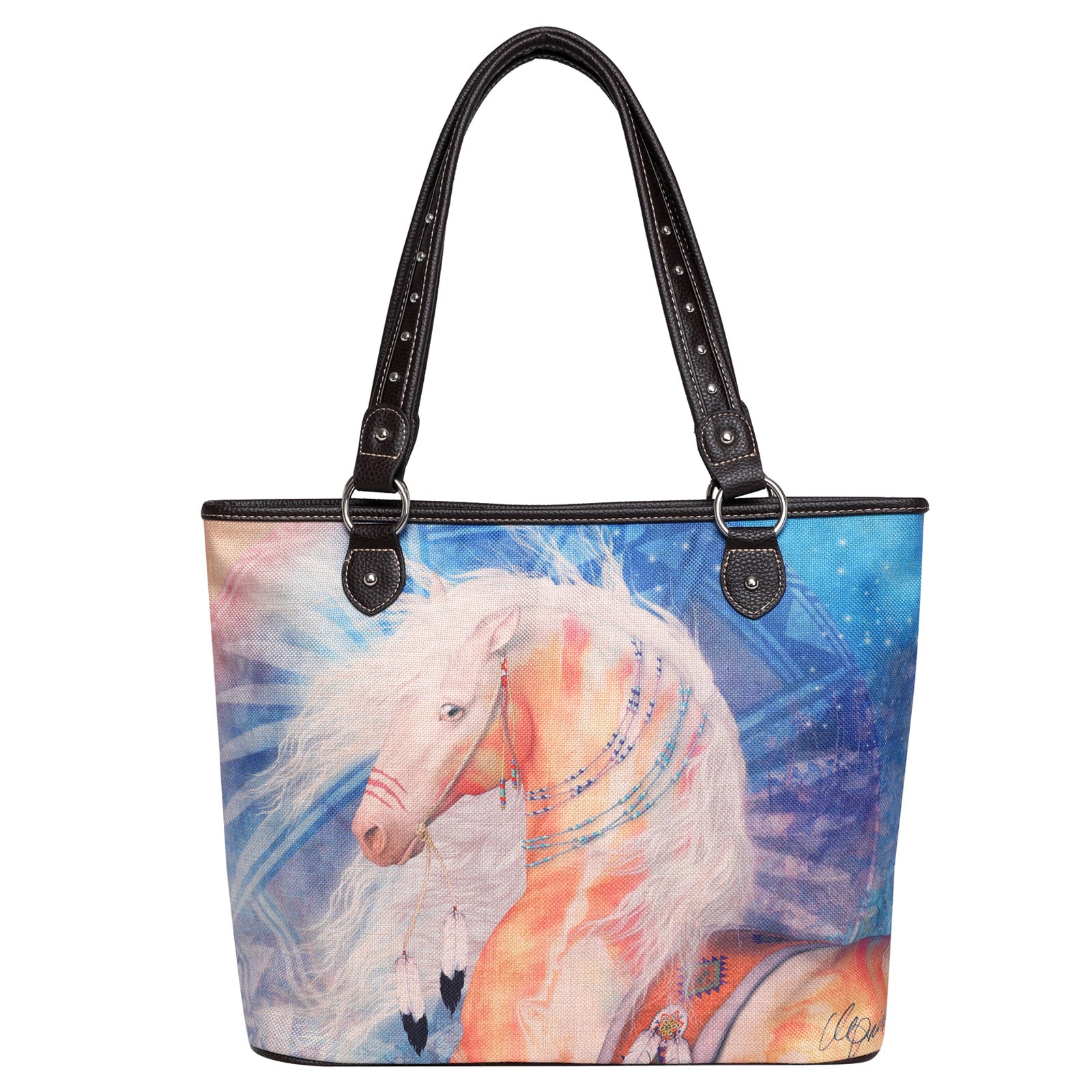 MW1236-8112 Montana West Cow PatternPrint Canvas Tote Bag