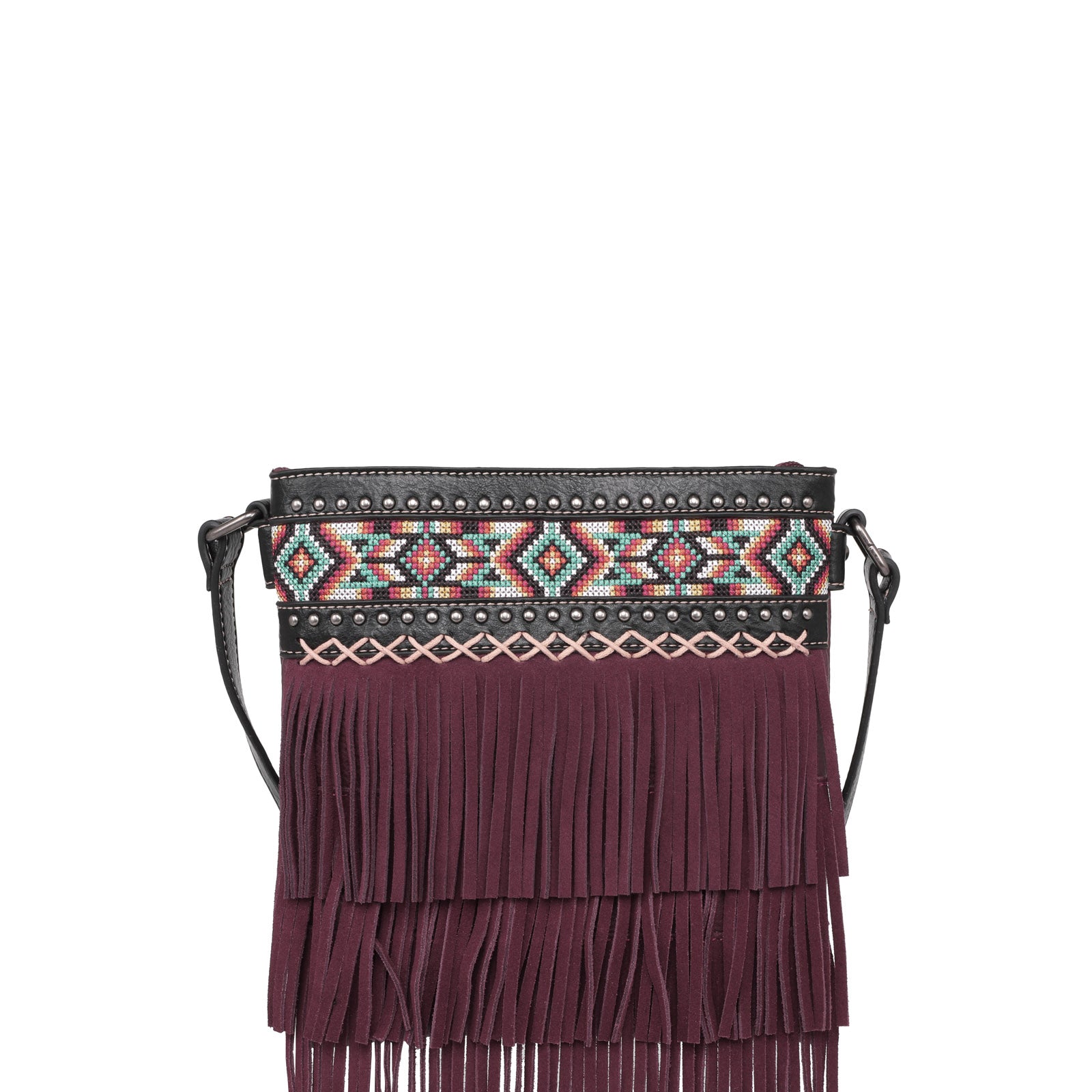 Montana West Concho Floral Fringe Crossbody Bag Turquoise