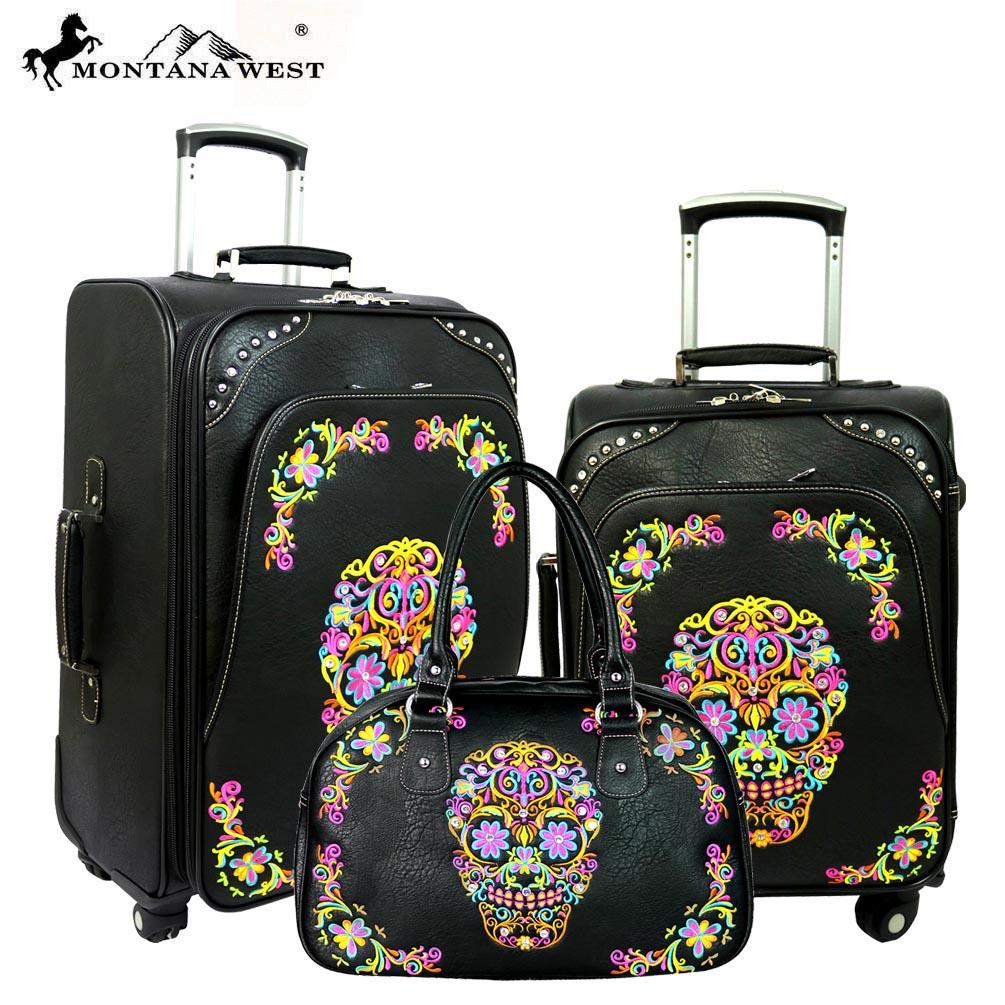 skull luggage set