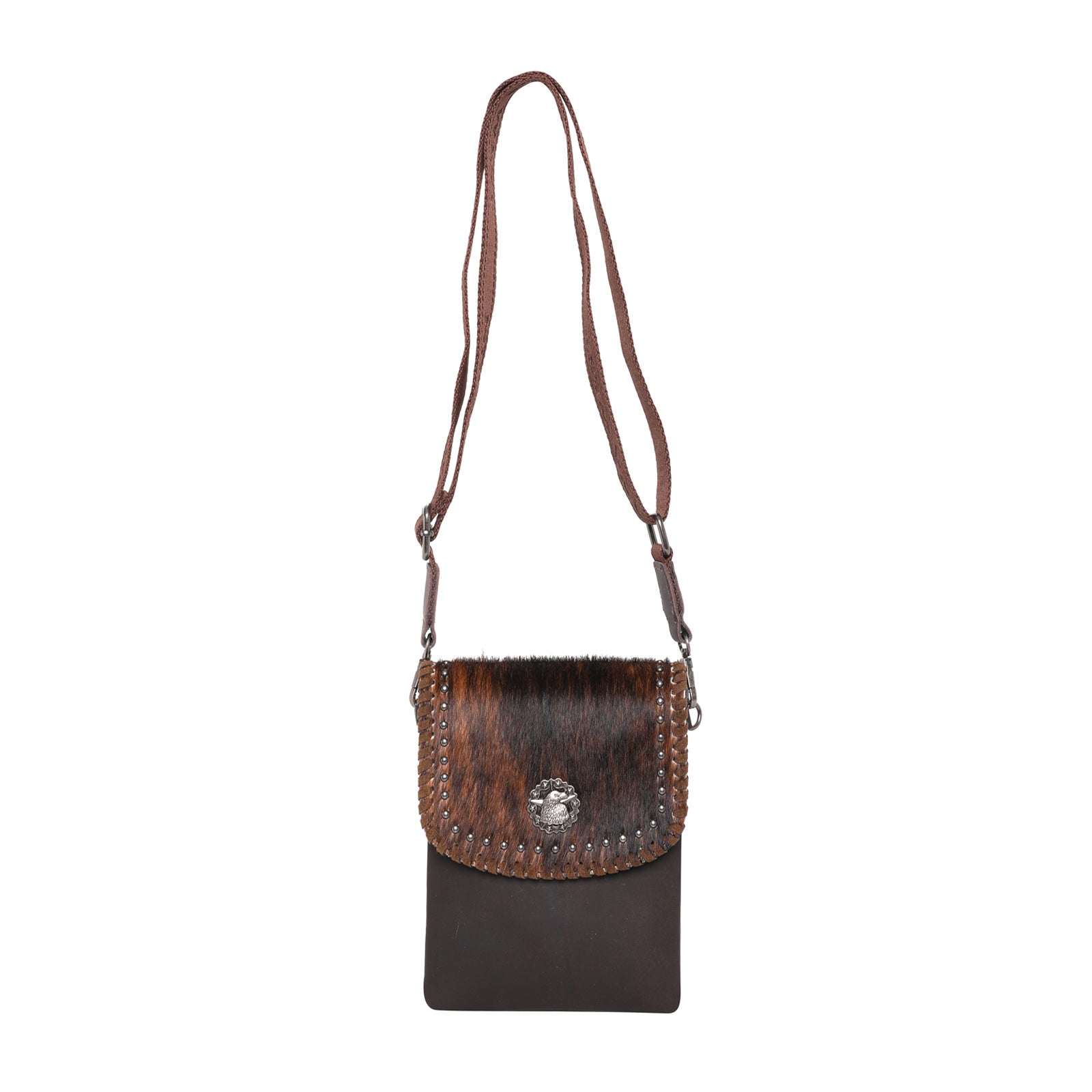 ‘’HEATHER’’ Black Cowhide Crossbody Purse