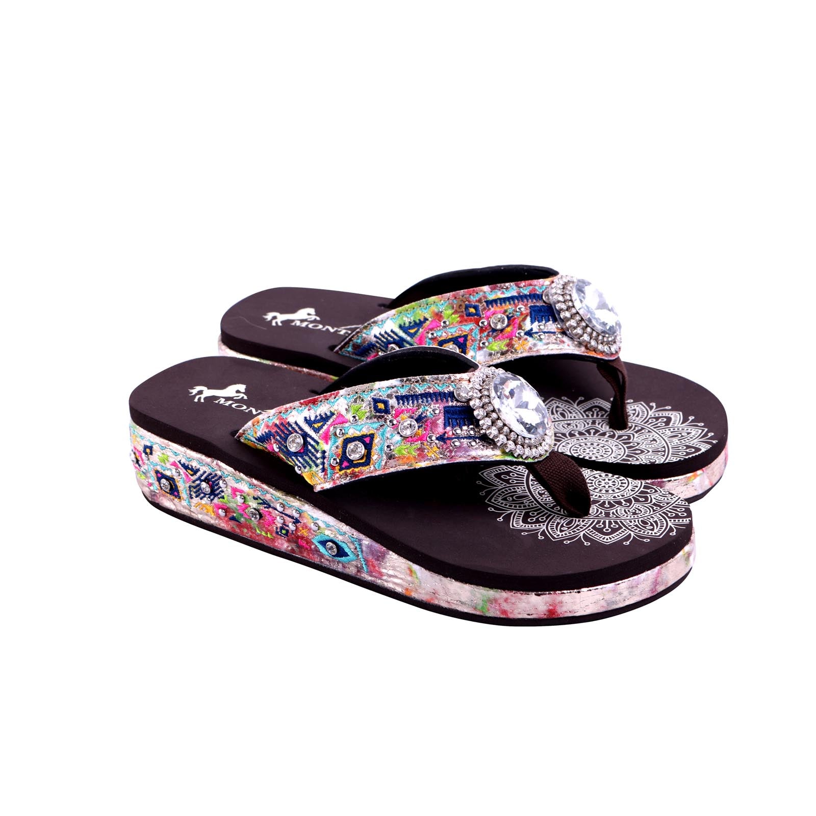 embroidered flip flops