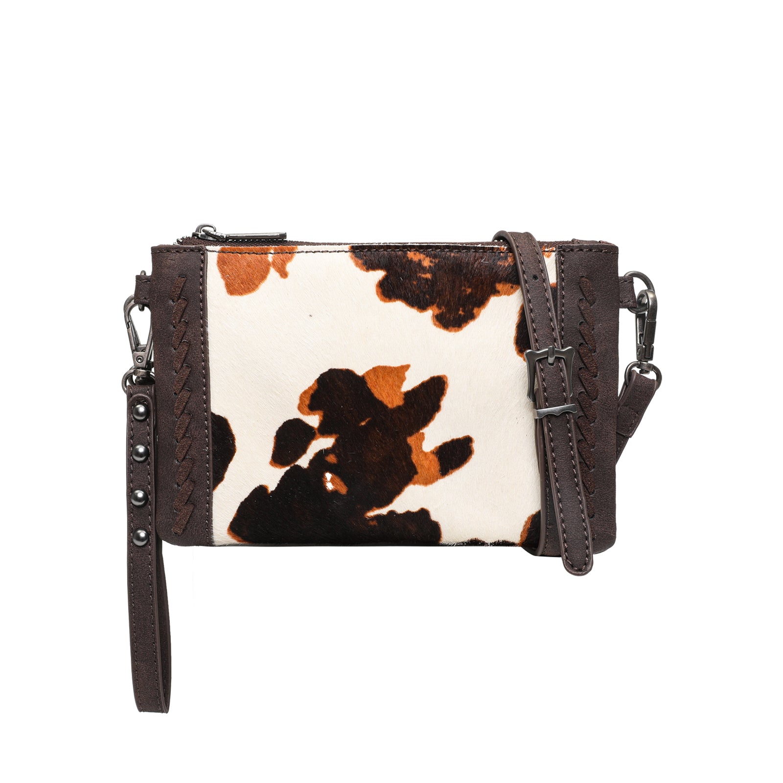 ‘’HEATHER’’ Black Cowhide Crossbody Purse