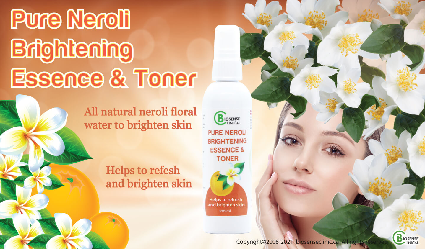 BiosenseClinical Professional Custom Compound Pure Neroli floral Brightening Essence & Toner product banner