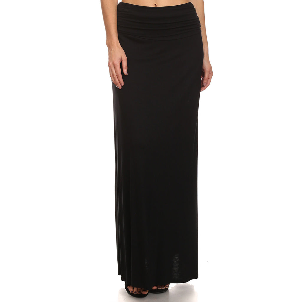 shirred waist maxi skirt