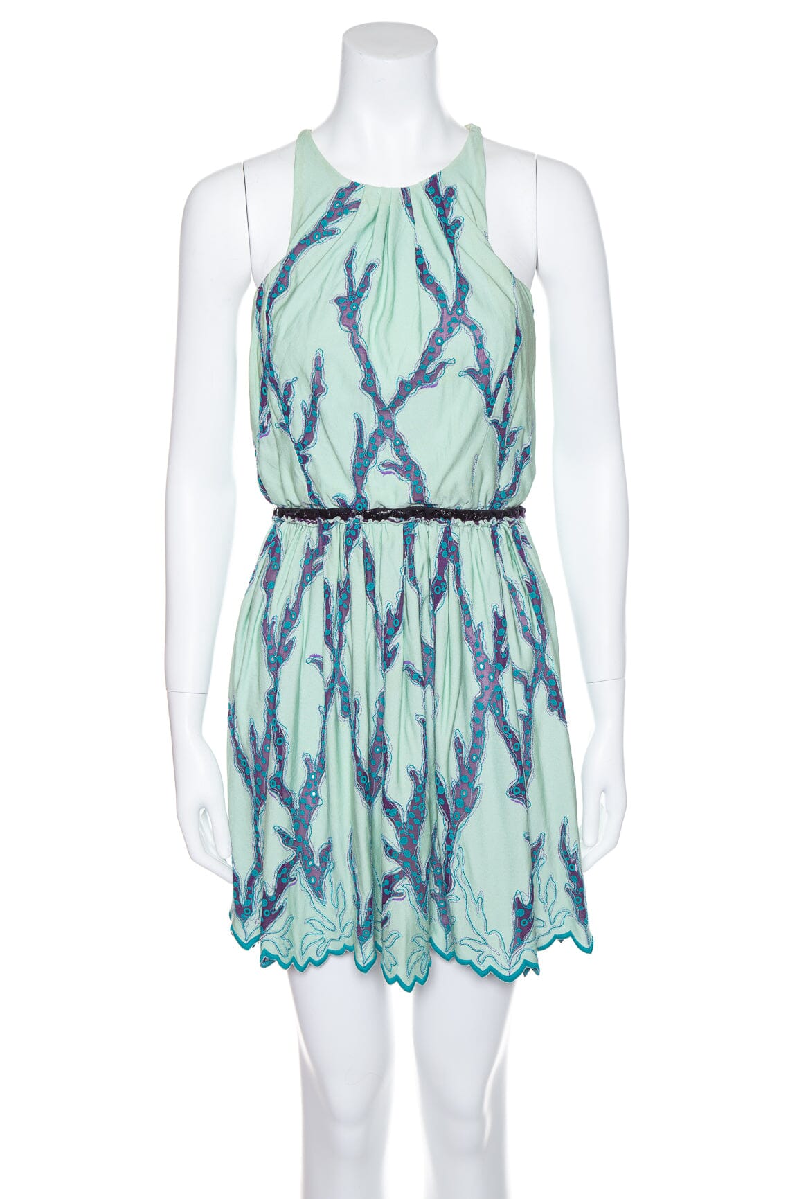 image of Louis Vuitton Aqua Lace Detail Dress SZ 36