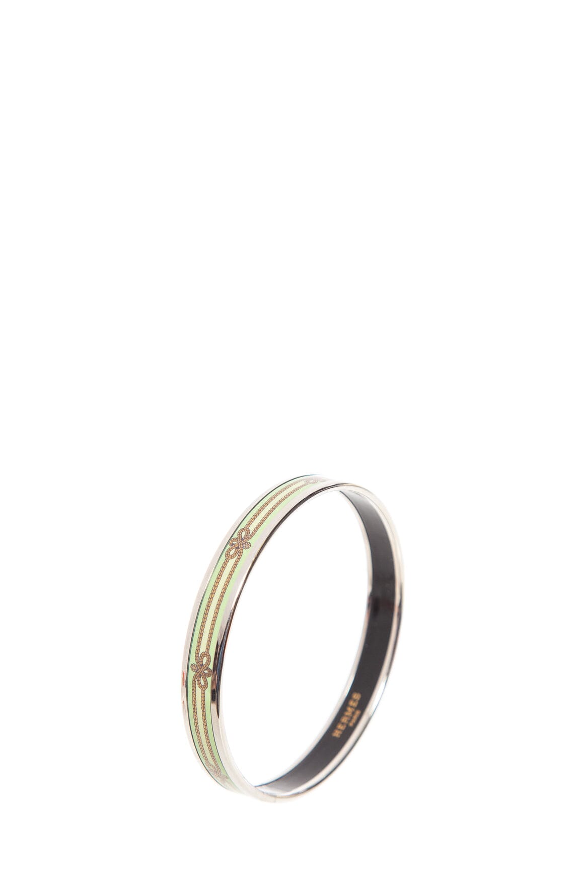 image of Hermès Green Narrow Printed Rope Bracelet