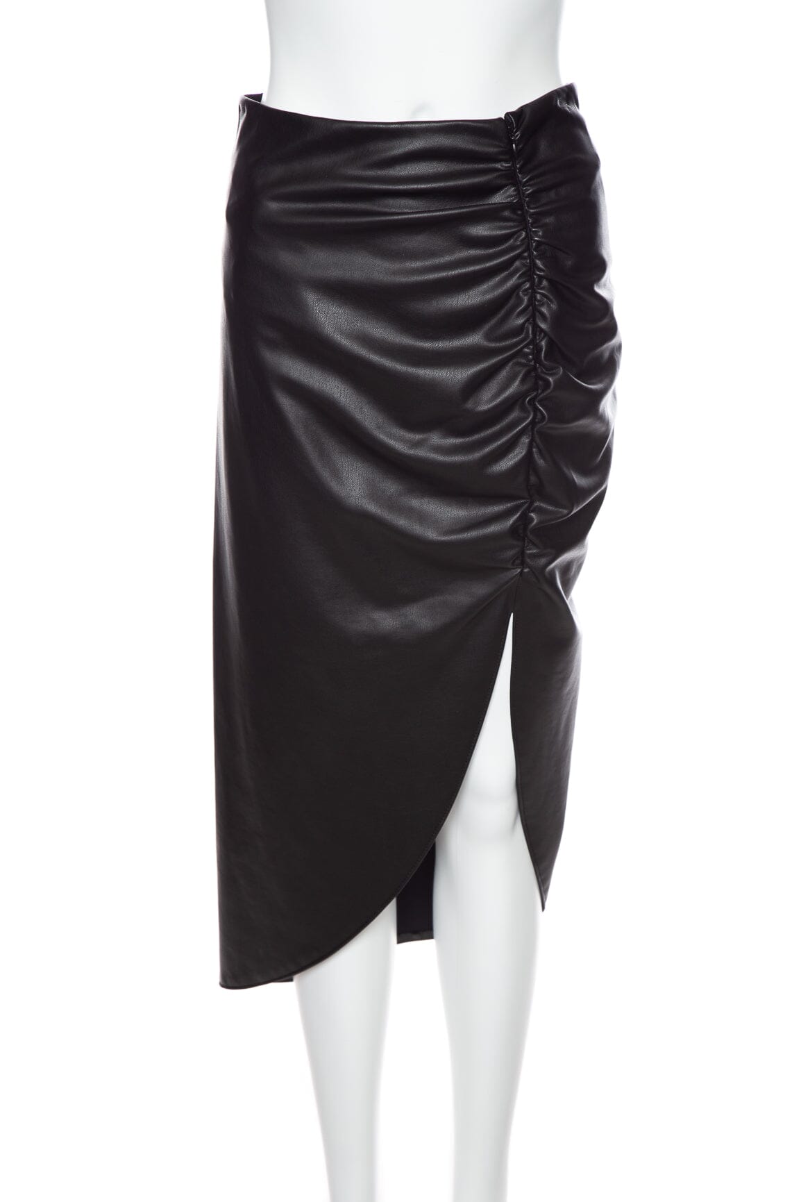 image of Veronica Beard Black Faux Leather Skirt SZ 2