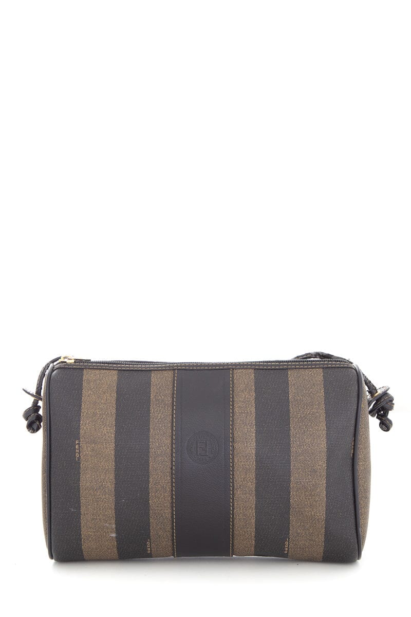 image of Fendi Brown Penguin Stripe Handbag