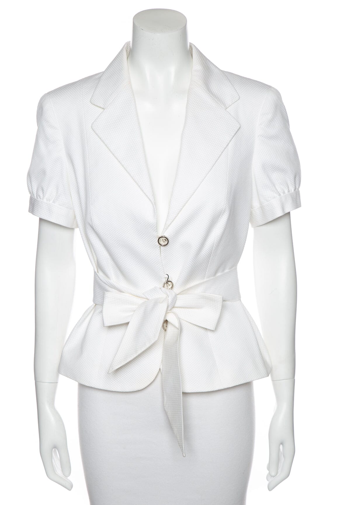 image of Escada White Textured Jacket SZ 40