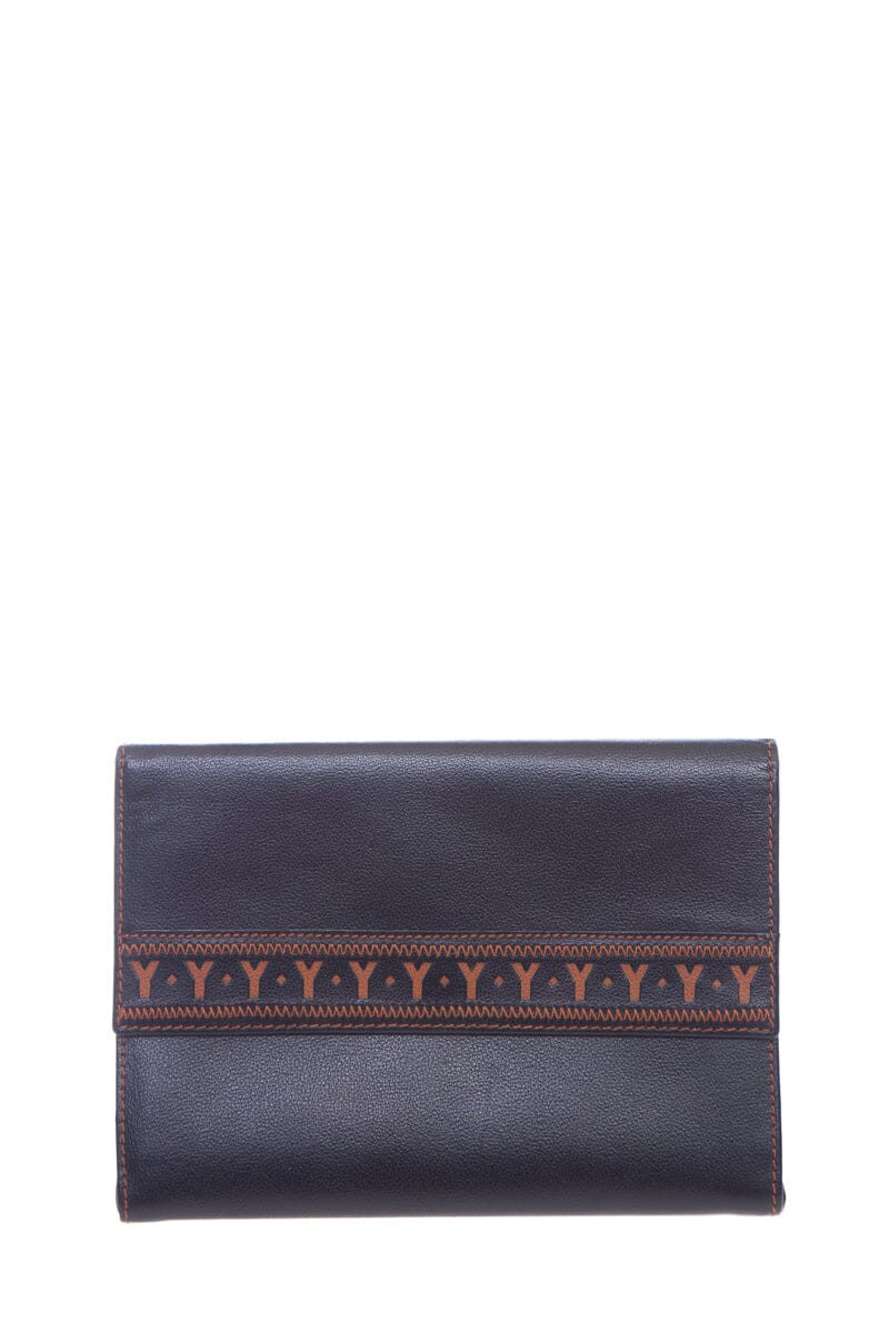 image of Saint Laurent Vintage  Black and Brown Stitch Leather Wallet