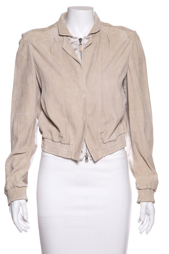 Brunello Cucinelli Tan Suede Bomber Jacket Sz Xs Sale