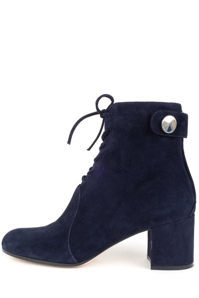 Gianvito Rossi Navy Blue Suede Lace Up 