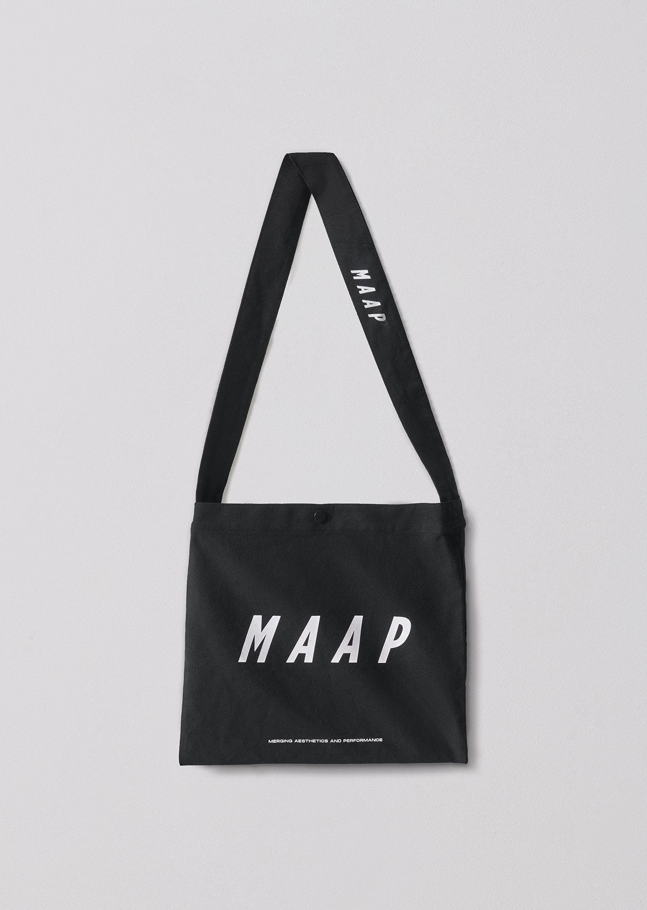 Musette with flap in black