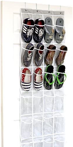 shoe organizer hanging on door