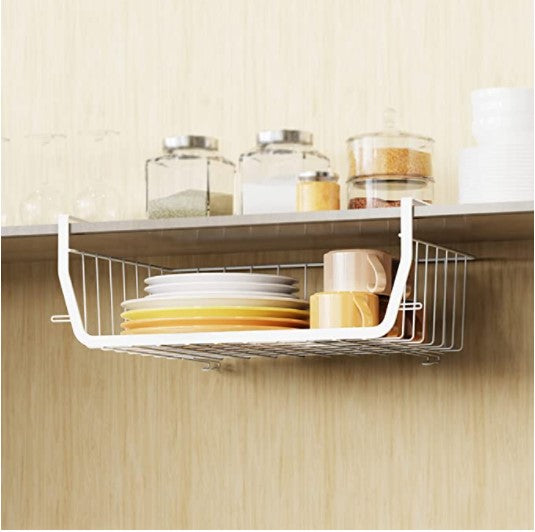 Hanging basket in cupboard