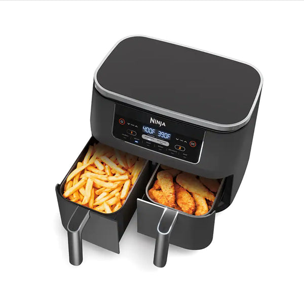 air frying cooking fries and chicken nuggets