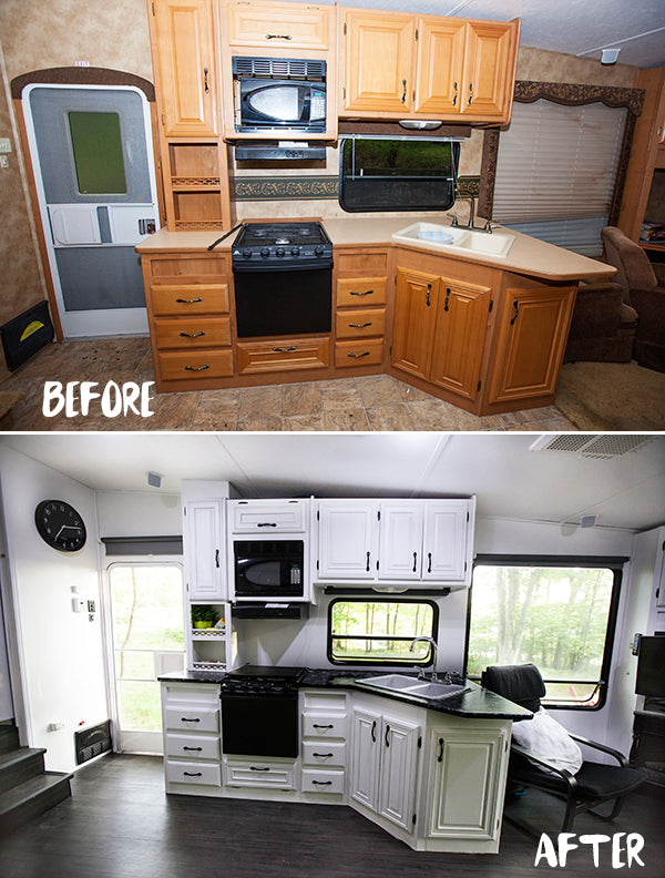 Before & After: RV bedroom and bathroom get a modern update!