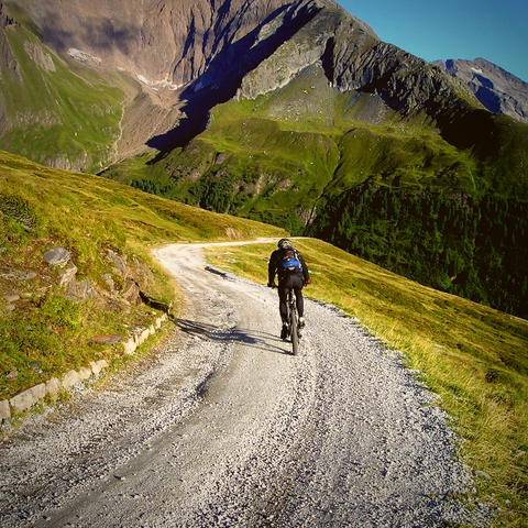 Biking up the mountain