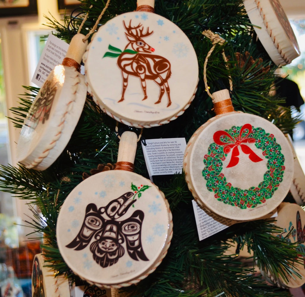 Authentic Hand Painted Drum Ornaments Native Made in Montana -  Hong  Kong