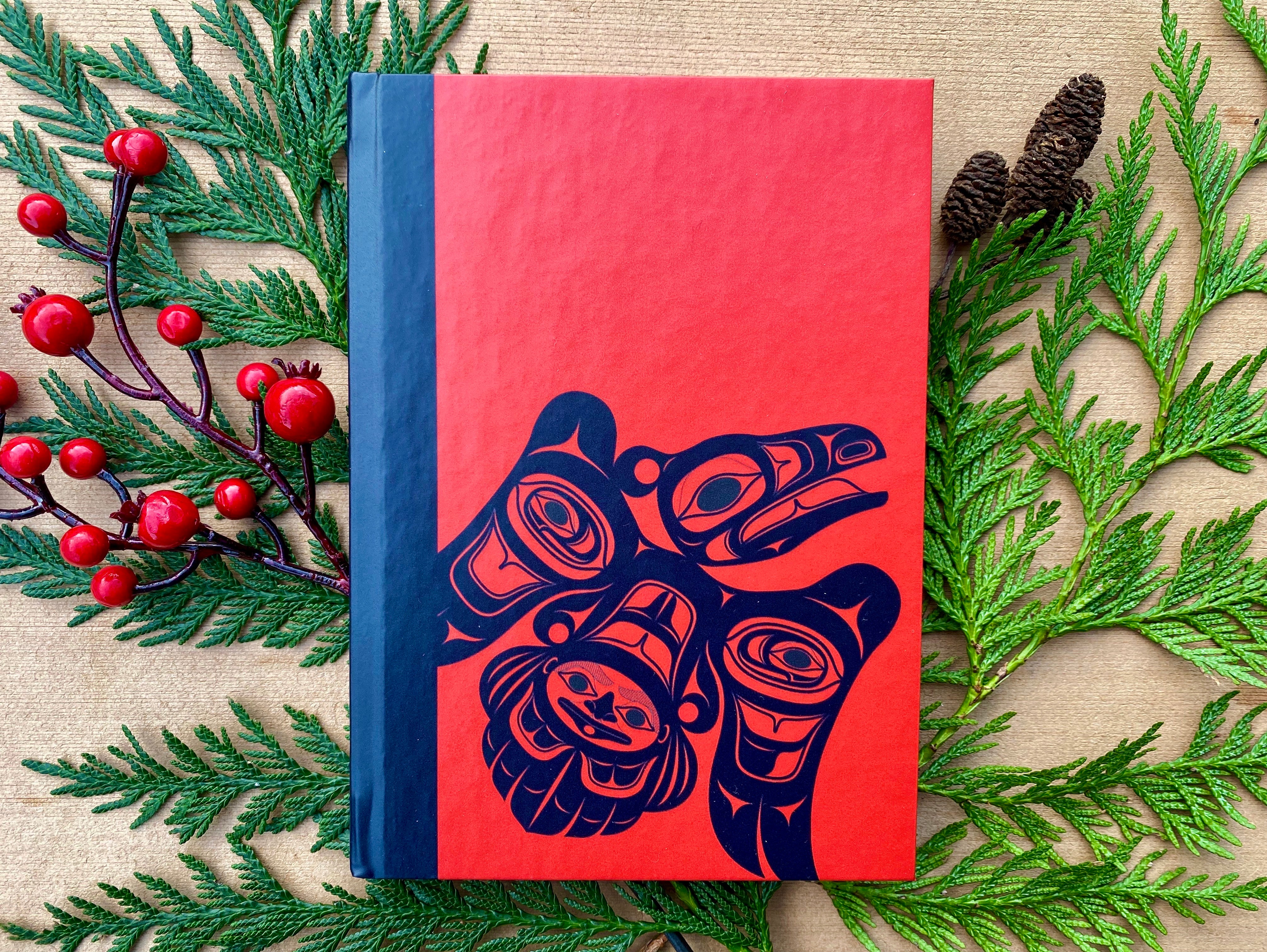 Raven's Journey Hard Bound Journal with Festive Staging for Christmas Holidays